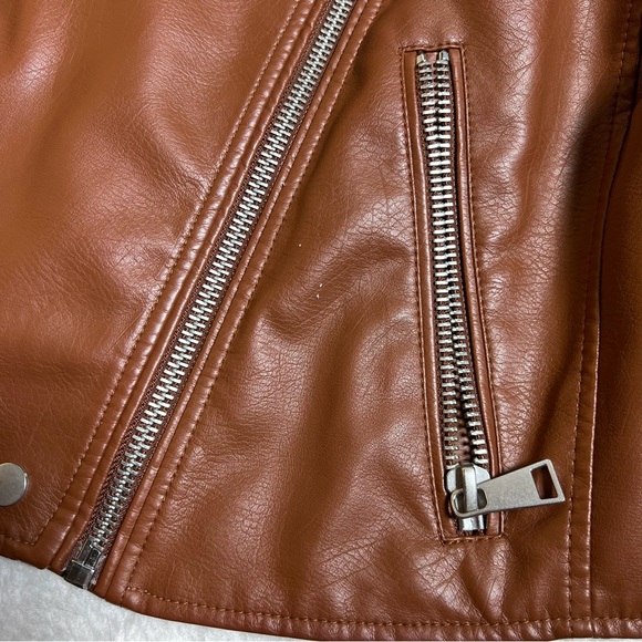 Anthropologie Brown Vegan Leather Moto Jacket Extra Large - Picture 9 of 15